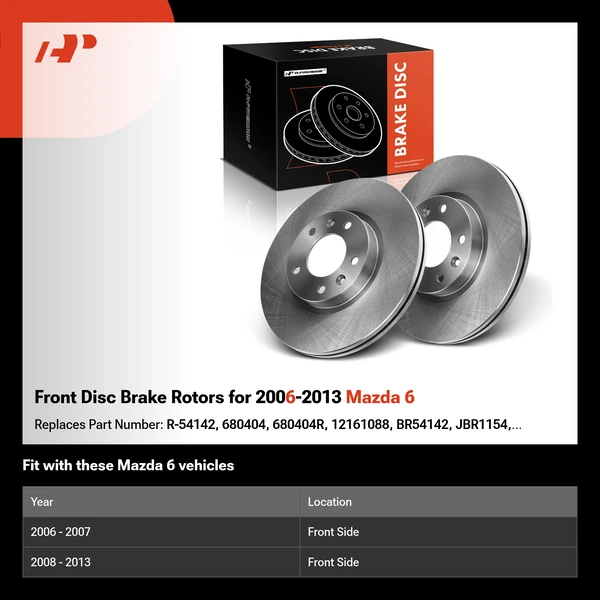 Front Disc Brake Rotors for 2006-2013 Mazda 6