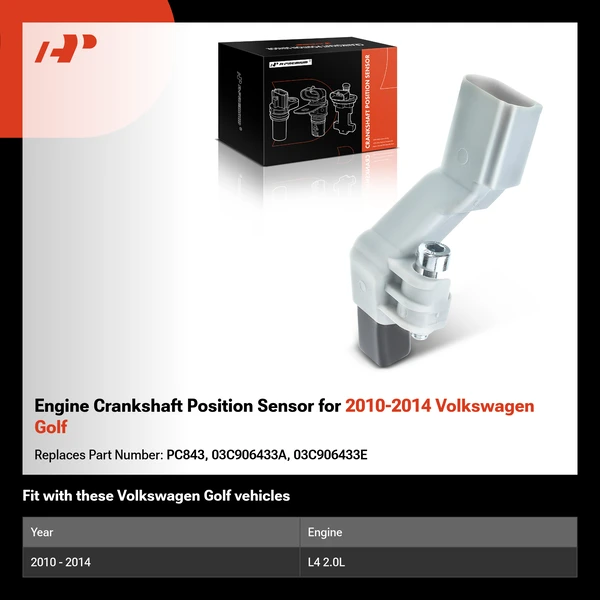 Engine Crankshaft Position Sensor for 2010-2014 Volkswagen Golf