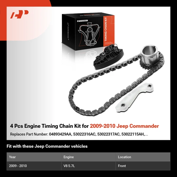 4 Pcs Engine Timing Chain Kit for 2009-2010 Jeep Commander