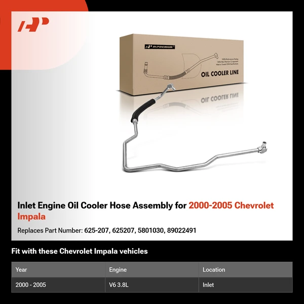 Inlet Engine Oil Cooler Hose Assembly for 2000-2005 Chevrolet Impala