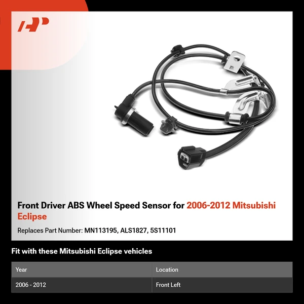 Front Driver ABS Wheel Speed Sensor for 2006-2012 Mitsubishi Eclipse