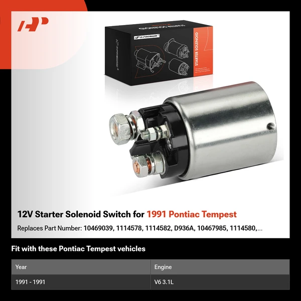 12V Starter Solenoid Switch for 1991 Pontiac Tempest