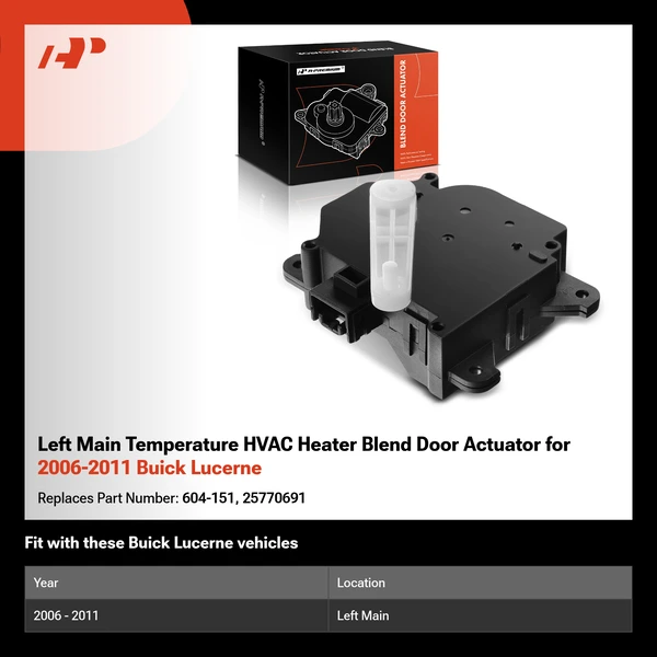 Left Main Temperature HVAC Heater Blend Door Actuator for 2006-2011 Buick Lucerne