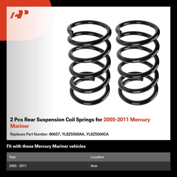 2 Pcs Rear Suspension Coil Springs for 2005-2011 Mercury Mariner