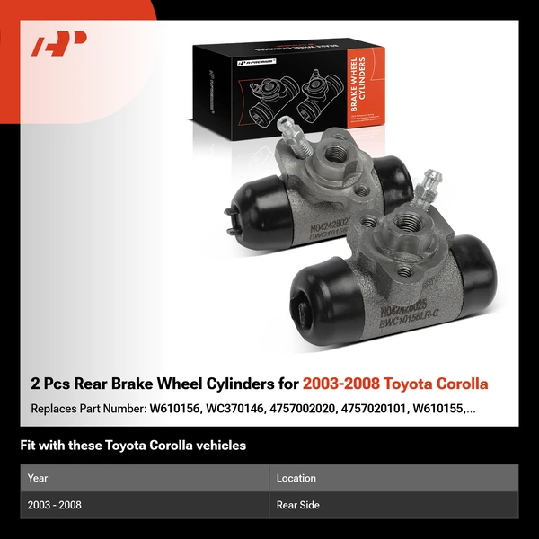 2 Pcs Rear Brake Wheel Cylinders for 2003-2008 Toyota Corolla