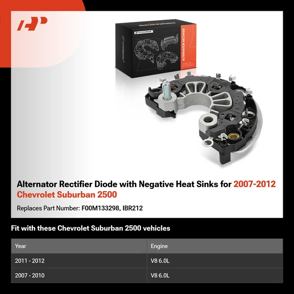 Alternator Rectifier Diode with Negative Heat Sinks for 2007-2012 Chevrolet Suburban 2500