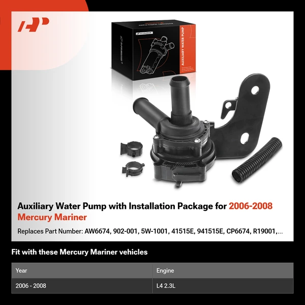 Auxiliary Water Pump with Installation Package for 2006-2008 Mercury Mariner