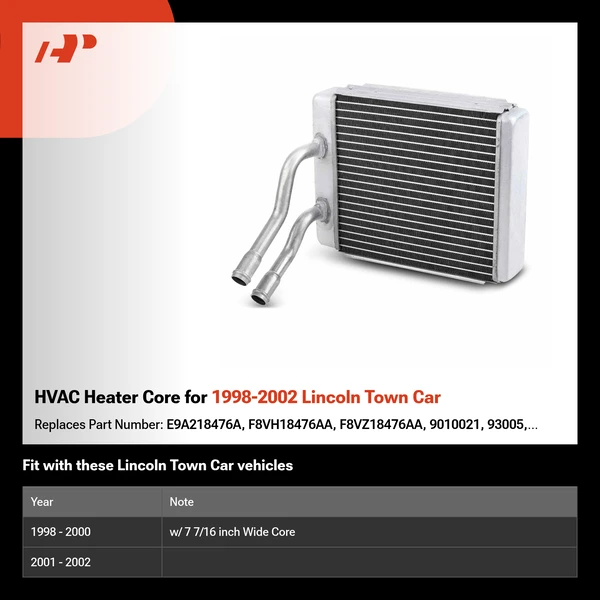 HVAC Heater Core for 1998-2002 Lincoln Town Car
