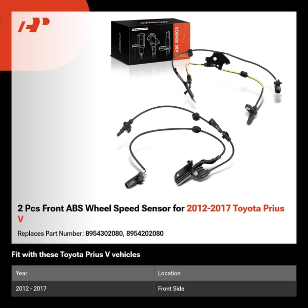 2 Pcs Front ABS Wheel Speed Sensor for 2012-2017 Toyota Prius V