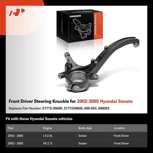 Front Driver Steering Knuckle for 2002-2005 Hyundai Sonata