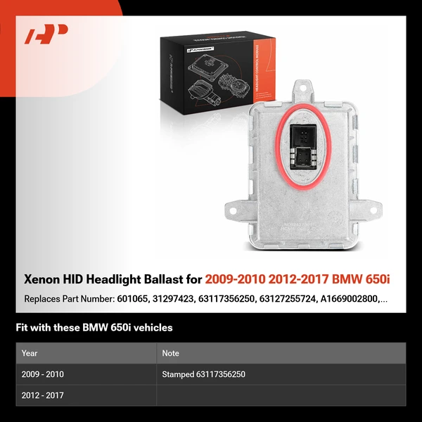 Xenon HID Headlight Ballast for 2009-2010 2012-2017 BMW 650i