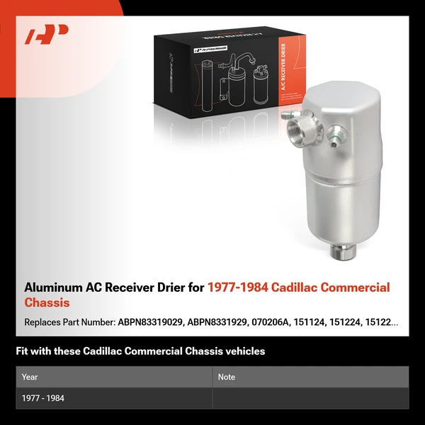 Aluminum AC Receiver Drier for 1977-1984 Cadillac Commercial Chassis