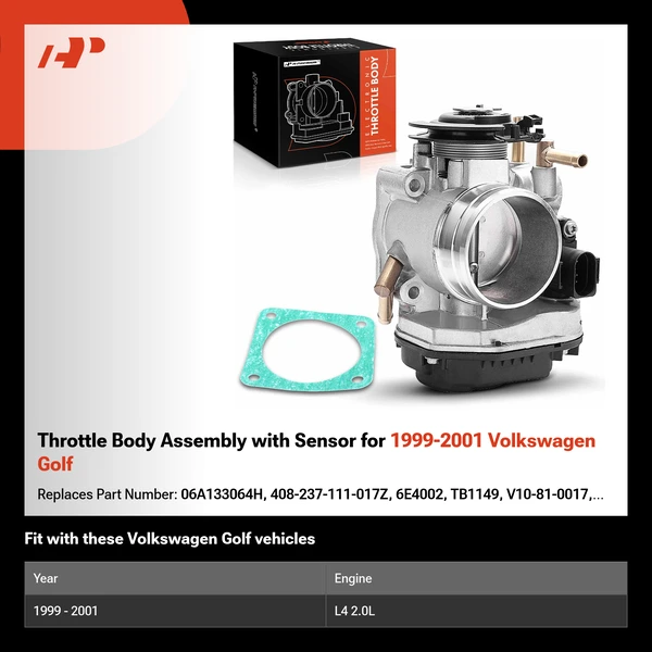 Throttle Body Assembly with Sensor for 1999-2001 Volkswagen Golf