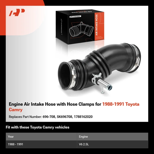 Engine Air Intake Hose with Hose Clamps for 1988-1991 Toyota Camry