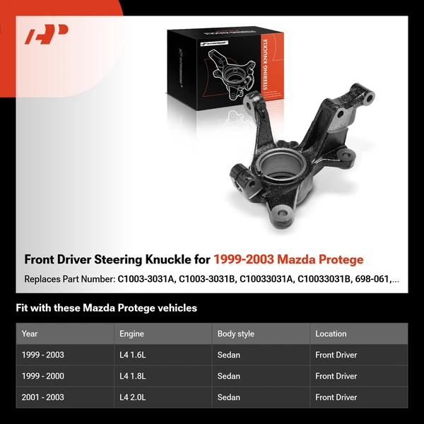 Front Driver Steering Knuckle for 1999-2003 Mazda Protege