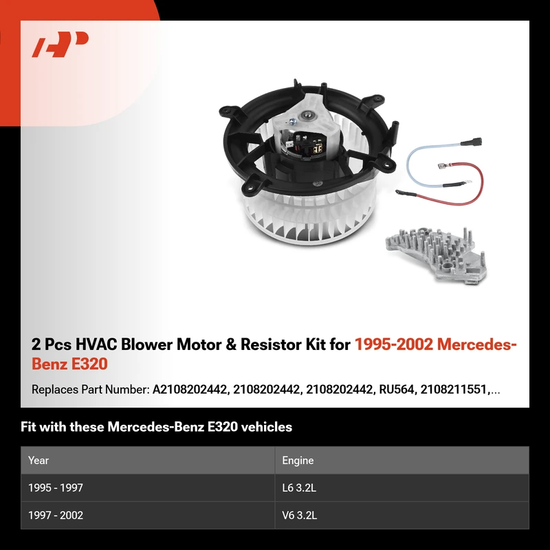 2 Pcs HVAC Blower Motor & Resistor Kit for 1995-2002 Mercedes-Benz E320