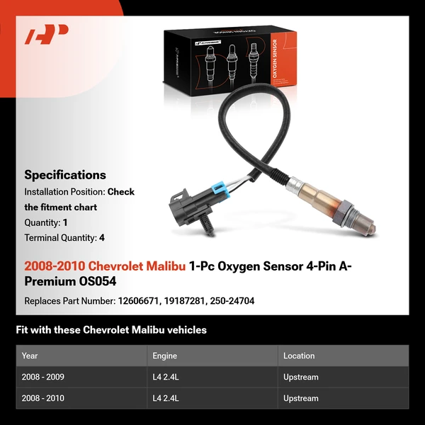 2008-2010 Chevrolet Malibu 1-Pc Oxygen Sensor 4-Pin A-Premium OS054