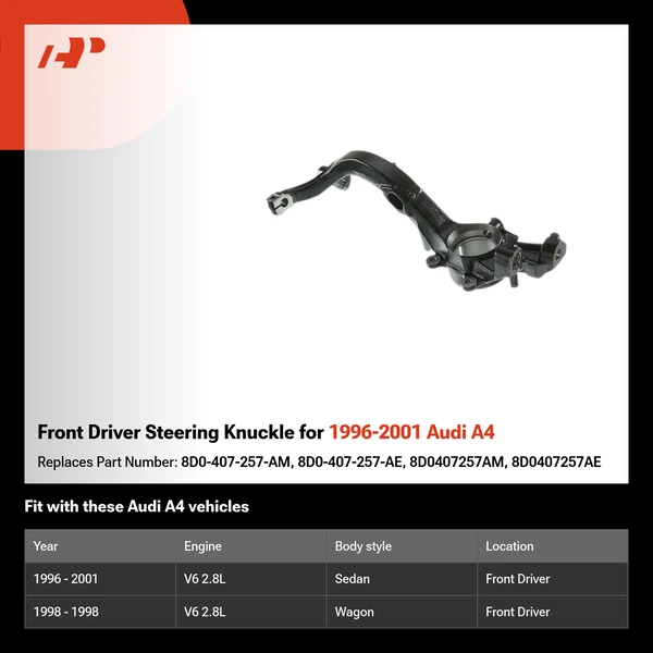 Front Driver Steering Knuckle for 1996-2001 Audi A4