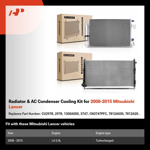 Radiator & AC Condenser Cooling Kit for 2008-2015 Mitsubishi Lancer