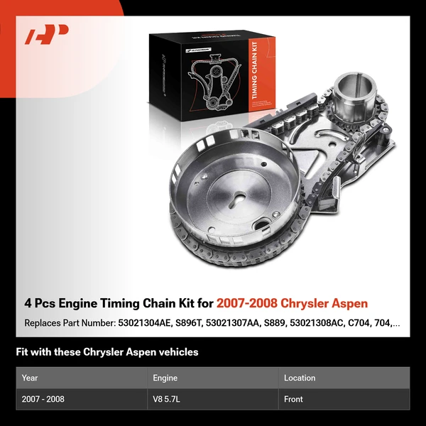 4 Pcs Engine Timing Chain Kit for 2007-2008 Chrysler Aspen