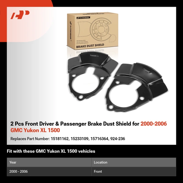 2 Pcs Front Driver & Passenger Brake Dust Shield for 2000-2006 GMC Yukon XL 1500