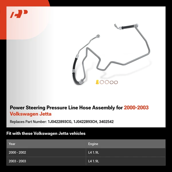 Power Steering Pressure Line Hose Assembly for 2000-2003 Volkswagen Jetta