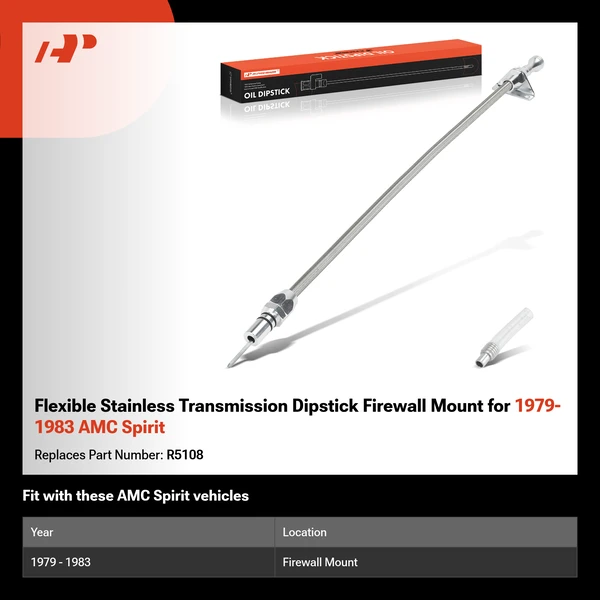 Flexible Stainless Transmission Dipstick Firewall Mount for 1979-1983 AMC Spirit