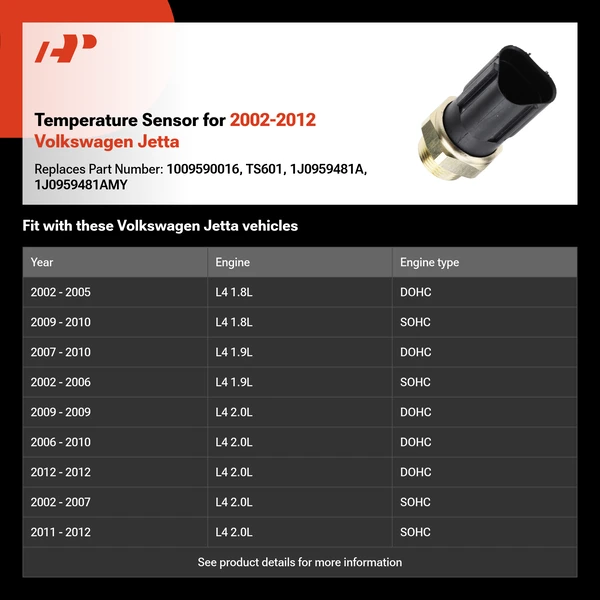 Temperature Sensor for 2002-2012 Volkswagen Jetta