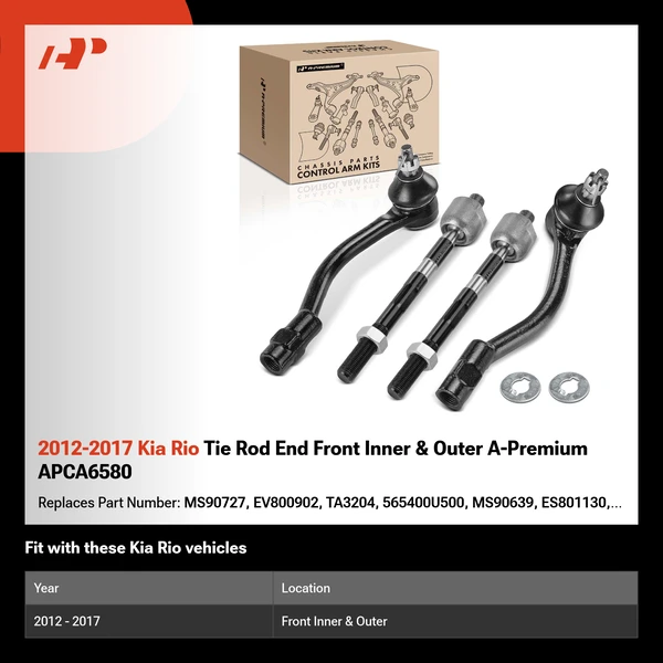 2012-2017 Kia Rio Tie Rod End Front Inner & Outer A-Premium APCA6580