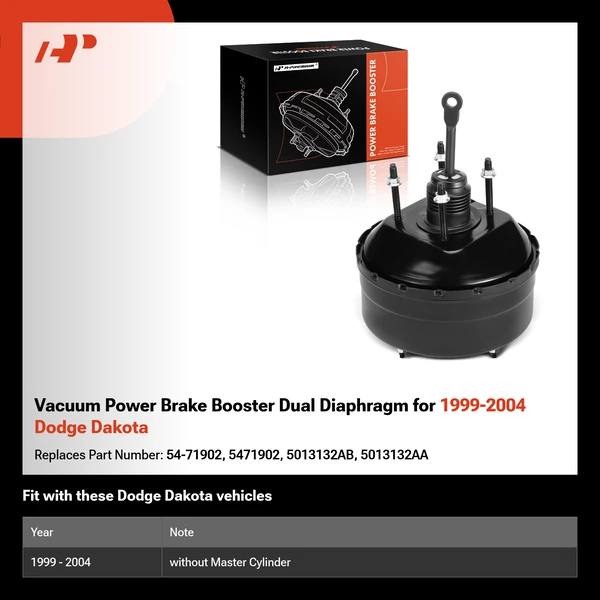 Vacuum Power Brake Booster Dual Diaphragm for 1999-2004 Dodge Dakota