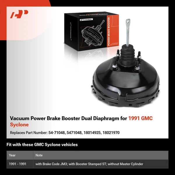 Vacuum Power Brake Booster Dual Diaphragm for 1991 GMC Syclone