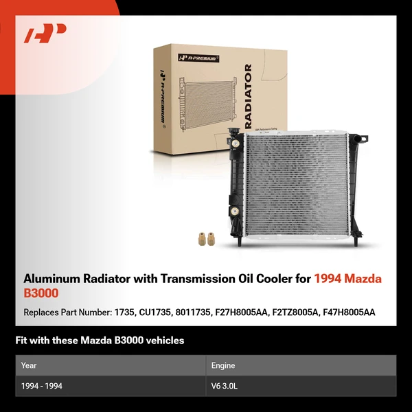 Aluminum Radiator with Transmission Oil Cooler for 1994 Mazda B3000