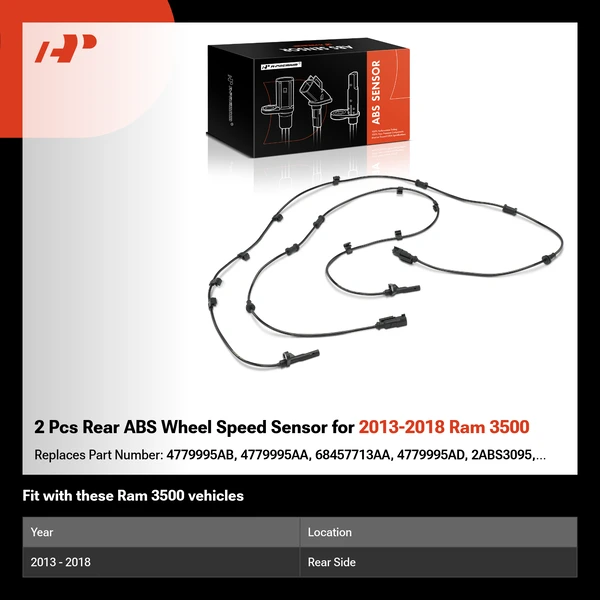 2 Pcs Rear ABS Wheel Speed Sensor for 2013-2018 Ram 3500