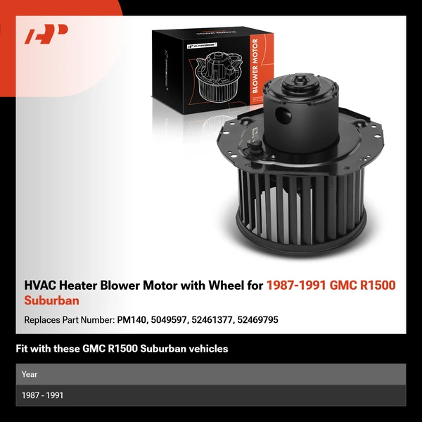 HVAC Heater Blower Motor with Wheel for 1987-1991 GMC R1500 Suburban