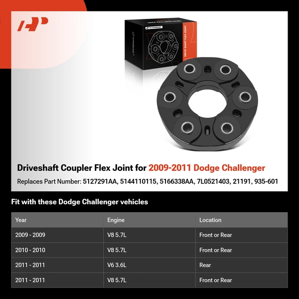 Driveshaft Coupler Flex Joint for 2009-2011 Dodge Challenger