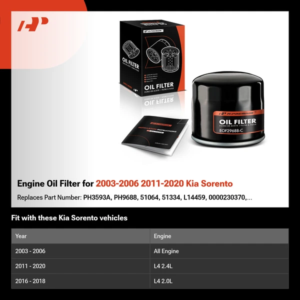 Engine Oil Filter for 2003-2006 2011-2020 Kia Sorento