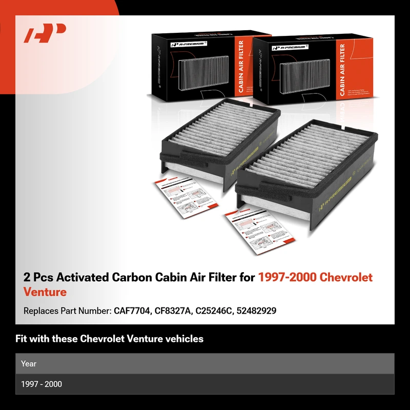 2 Pcs Activated Carbon Cabin Air Filter for 1997-2000 Chevrolet Venture