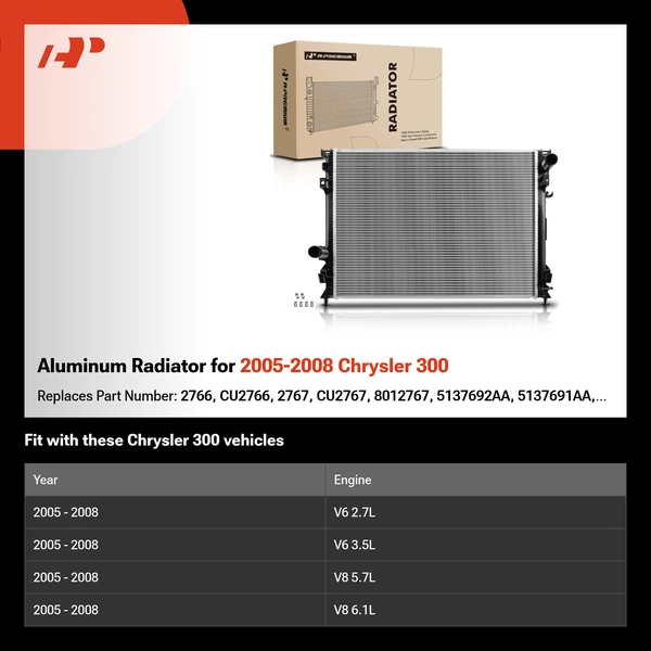 Aluminum Radiator for 2005-2008 Chrysler 300