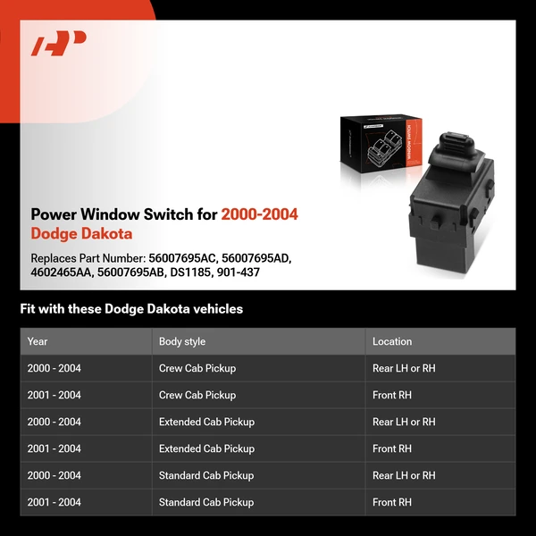 Power Window Switch for 2000-2004 Dodge Dakota