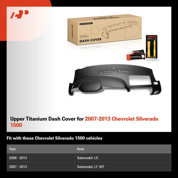 Upper Titanium Dash Cover for 2007-2013 Chevrolet Silverado 1500