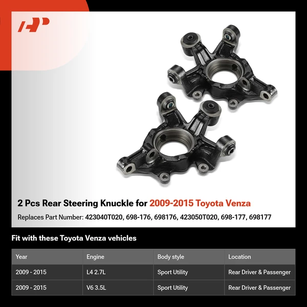 2 Pcs Rear Steering Knuckle for 2009-2015 Toyota Venza