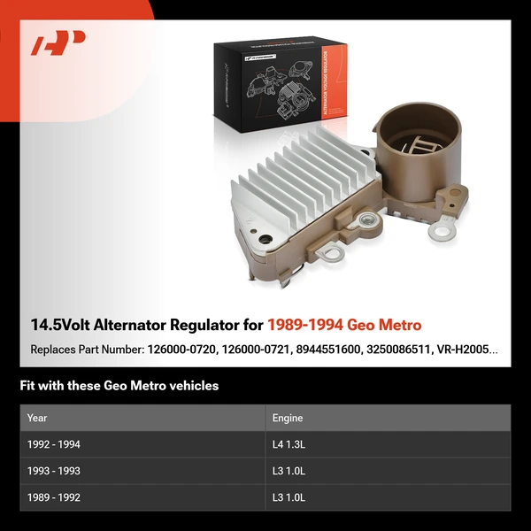 14.5Volt Alternator Regulator for 1989-1994 Geo Metro