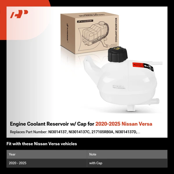 Engine Coolant Reservoir w/ Cap for 2020-2025 Nissan Versa