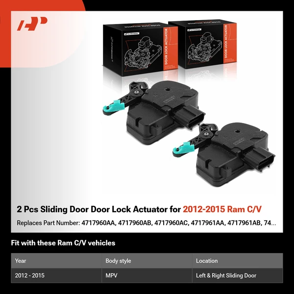 2 Pcs Sliding Door Door Lock Actuator for 2012-2015 Ram C/V