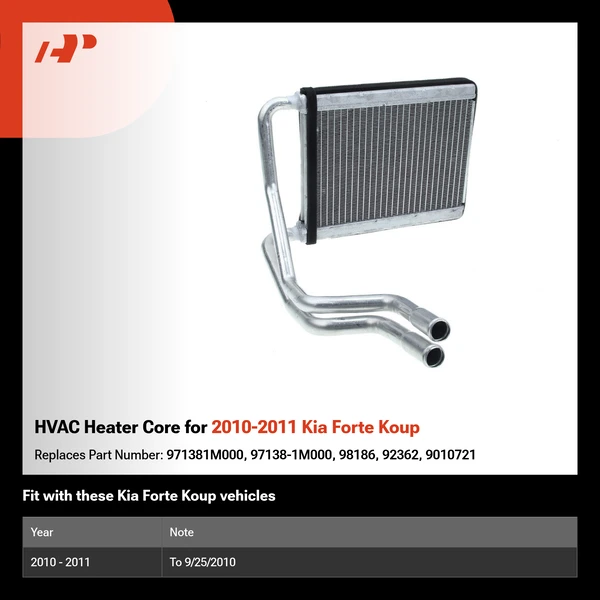 HVAC Heater Core for 2010-2011 Kia Forte Koup