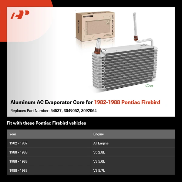 Aluminum AC Evaporator Core for 1982-1988 Pontiac Firebird