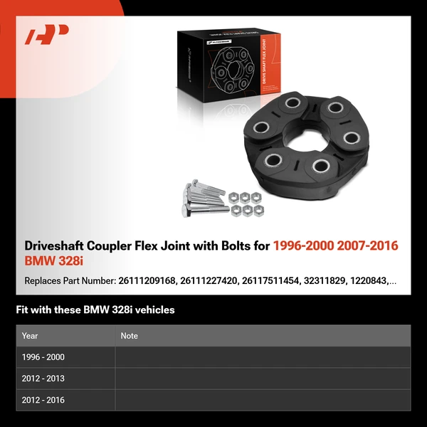 Driveshaft Coupler Flex Joint with Bolts for 1996-2000 2007-2016 BMW 328i