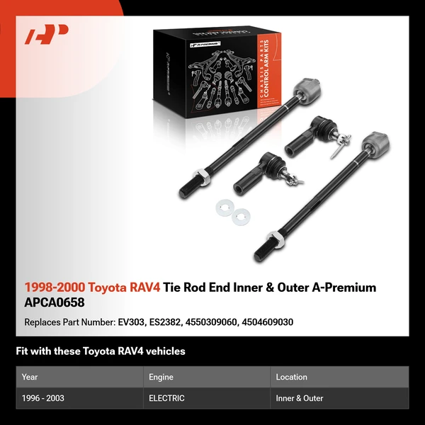 1998-2000 Toyota RAV4 Tie Rod End Inner & Outer A-Premium APCA0658