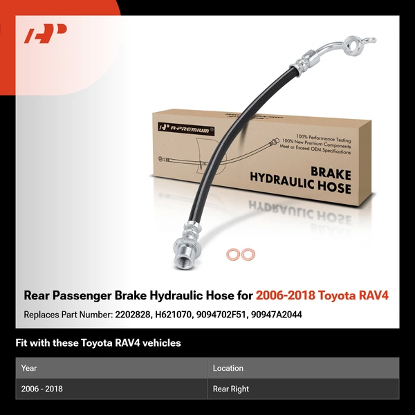 Rear Passenger Brake Hydraulic Hose for 2006-2018 Toyota RAV4