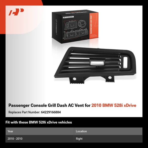 Passenger Console Grill Dash AC Vent for 2010 BMW 528i xDrive